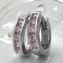 Creolen Ohrringe Zirkonia rosa 925 Sterlingsilber