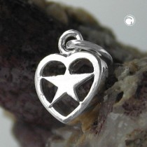 Anhänger Herz mit Stern innen 925 Sterlingsilber