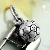 Anhänger Fußball mit Öse 925 Sterlingsilber