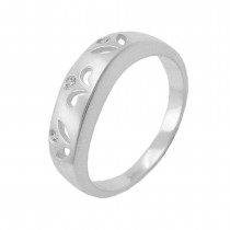 Ring durchbrochen matt 3x Zirkonias 925 Silber Größe 62