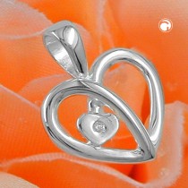 Anhänger Herz glänzend mit Zirkonia 925 Sterlingsilber