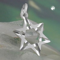 Anhänger David-Stern matt 925 Sterlingsilber