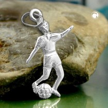 Anhänger Fußballer u. Ball 925 Sterlingsilber