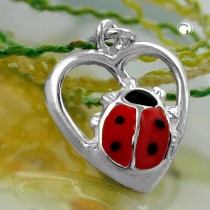 Anhänger Herz Marienkäfer 925 Sterlingsilber