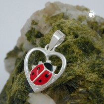 Anhänger Herz Marienkäfer 925 Sterlingsilber