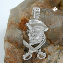 Anhänger Totenkopf mit Piratenhut 925 Sterlingsilber