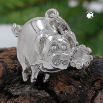 Anhänger Charm Glücksschwein massiv 925 Sterlingsilber