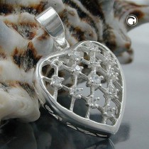 Anhänger Herz mit synth. Steinen 925 Sterlingsilber