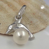 Anhänger Delfin mit Perle 925 Sterlingsilber
