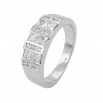 Ring mit vielen Zirkonias glänzend rhodiniert 925 Silber Größe 58