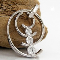 Anhänger Spirale 3x Zirkonia 925 Sterlingsilber