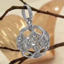 Anhänger 22mm Kugel Zirkonia 925 Sterlingsilber