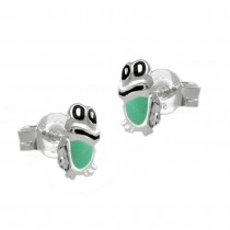 Ohrstecker Frosch grün-schwarz 925 Sterlingsilber