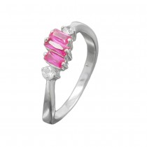 Ring Zirkonia pink-weiß glänzend rhodiniert 925 Silber Größe 54