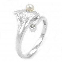 Ring Ginkgoblatt Zirkonia 925 Silber Größe 62