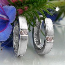 Creolen Ohrringe kleiner Zirkonia rosa 925 Sterlingsilber