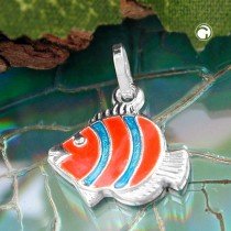 Anhänger Clownfisch orange blau 925 Sterlingsilber