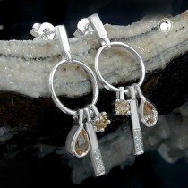 Ohrstecker Hänger Zirkonia weiß-topas 925 Sterlingsilber
