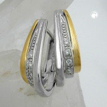 Creolen Ohrringe bicolor Zirkonias 925 Sterlingsilber