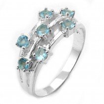Ring 7x synthetische Aquamarin 925 Silber