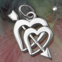 Anhänger Doppelherz mit Pfeil 925 Sterlingsilber