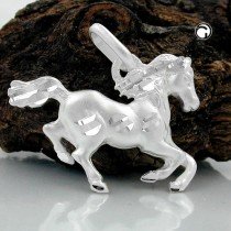 Anhänger Pferd matt-diamantiert 925 Sterlingsilber