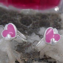 Creolen Ohrringe Herz pink-farbig 925 Sterlingsilber