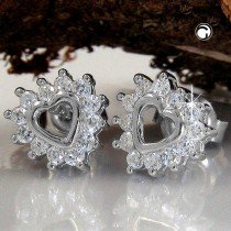 Ohrstecker Herz mit Zirkonias 925 Sterlingsilber