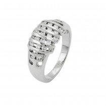 Ring mit vielen Zirkonias 14mm 925 Silber Größe 56