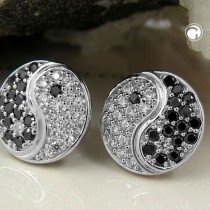 Ohrstecker Yin-Yang Zirkonia 925 Sterlingsilber