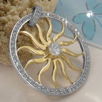 Anhänger Sonne mit Zirkonias 925 Sterlingsilber