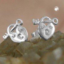 Ohrstecker Herz mit Schlüssel 925 Sterlingsilber