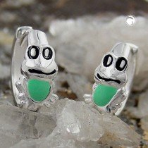 Creolen Ohrringe Frosch grün-schwarz 925 Sterlingsilber