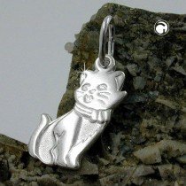Anhänger 13x8mm Katze 925 Sterlingsilber