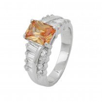 Ring Zirkonias topas weiß glänzend rhodiniert 925 Silber Größe 58