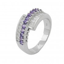 Ring Zirkonia 9mm amethyst-weiß 925 Silber Größe 62