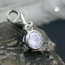 Anhänger Charm Glas-lavendel 925 Sterlingsilber