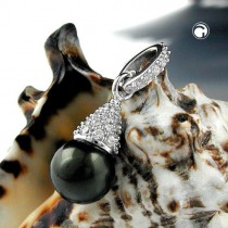 Anhänger Perle mit Zirkonia 925 Sterlingsilber