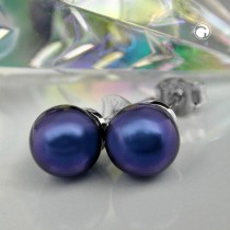 Ohrstecker 8mm Perle blau 925 Sterlingsilber