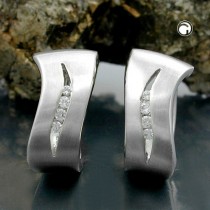 Creolen Ohrringe Zirkonia rhodiniert 925 Sterlingsilber