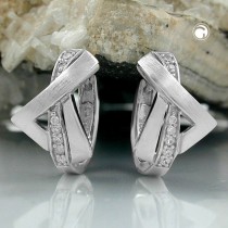 Creolen Ohrringe Zirkonia rhodiniert 925 Sterlingsilber
