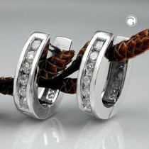 Creolen Ohrringe Zirkonia rhodiniert 925 Sterlingsilber