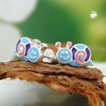 Ohrstecker Schnecke farbig 925 Sterlingsilber