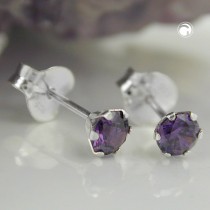 Ohrstecker Zirkonia amethyst 925 Sterlingsilber