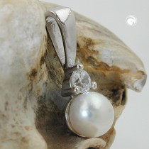 Anhänger Perle mit Zirkonia 925 Sterlingsilber