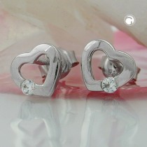 Ohrstecker Herz mit Zirkonia 925 Sterlingsilber