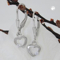 Ohrring Herz Zirkonia weiß 925 Sterlingsilber