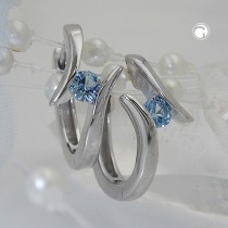 Creolen Ohrringe Glasstein hellblau 925 Sterlingsilber