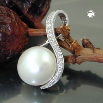 Anhänger Perle mit Zirkonia 925 Sterlingsilber