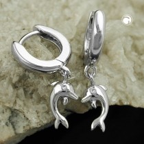 Creolen Ohrringe mit Delfin-Anhänger 925 Sterlingsilber